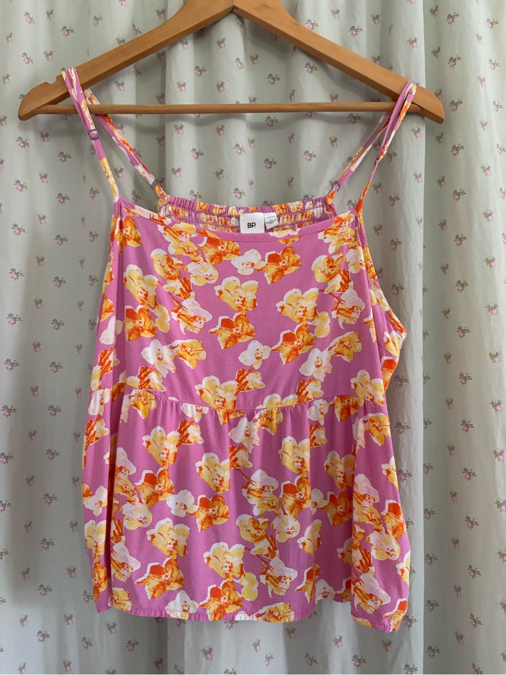 bp. Floral Pink & Orange Spaghetti Strap Tank Top